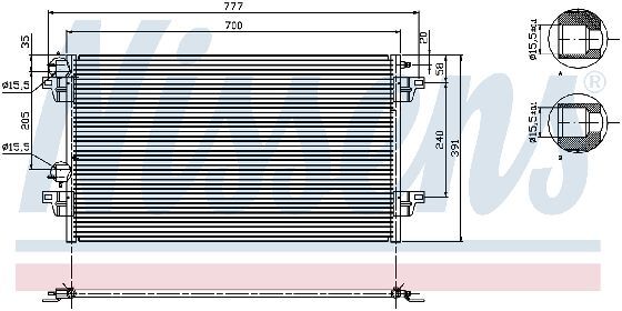 KLİMA RADYATÖRÜ RENAULT LAGUNA II (01-)VEL SATIS (02-) HORTUM ÇAPI:14.5CM