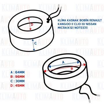 KLİMA KASNAK BOBİN RENAULT KANGOOII CLİOIII/NISSAN MICRA(K12) NOTE(E11