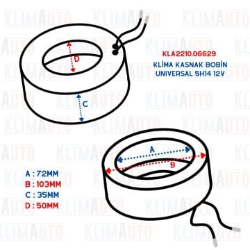 KLİMA KASNAK BOBİN UNİVERSAL 5H14 12V