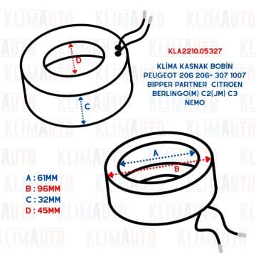 KLİMA KASNAK BOBİN PEUGEOT 206 206+ 307 1007 BIPPER PARTNER  CİTROEN B